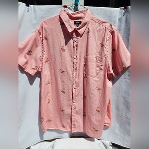 Urban Outfitters Pink Flamingo Print Men's Shirt Sz XXL perfect for any occsions
